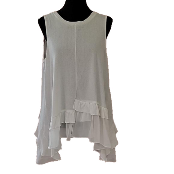 Romantic Umgee Feminine Sheer Sleeveless Ruffled Hem Tunic Size Medium NWT - Picture 1 of 9